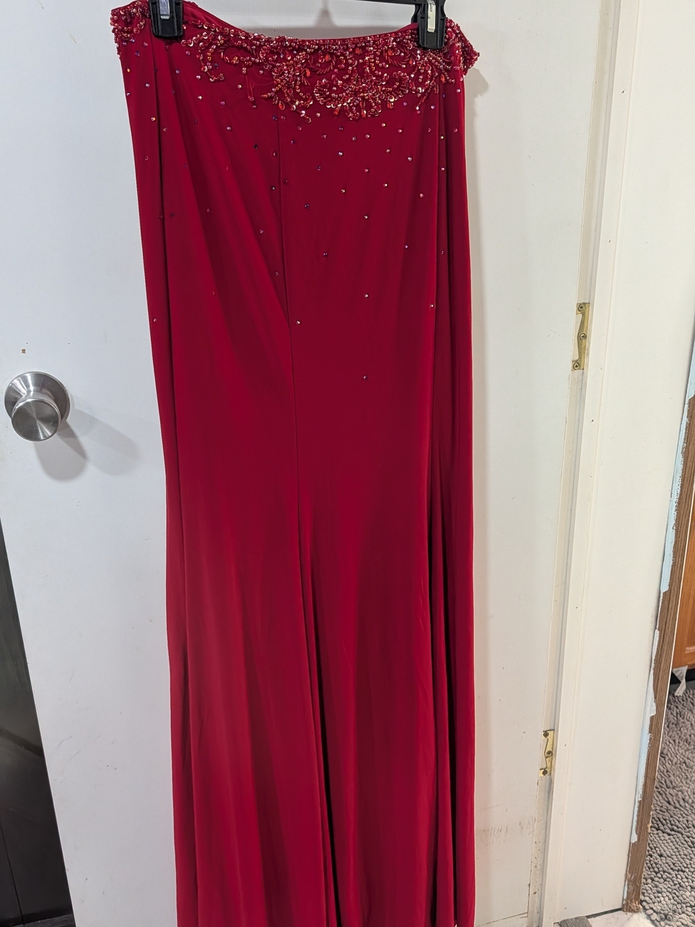 Alyce Paris Beaded Crimson Maxi Gown